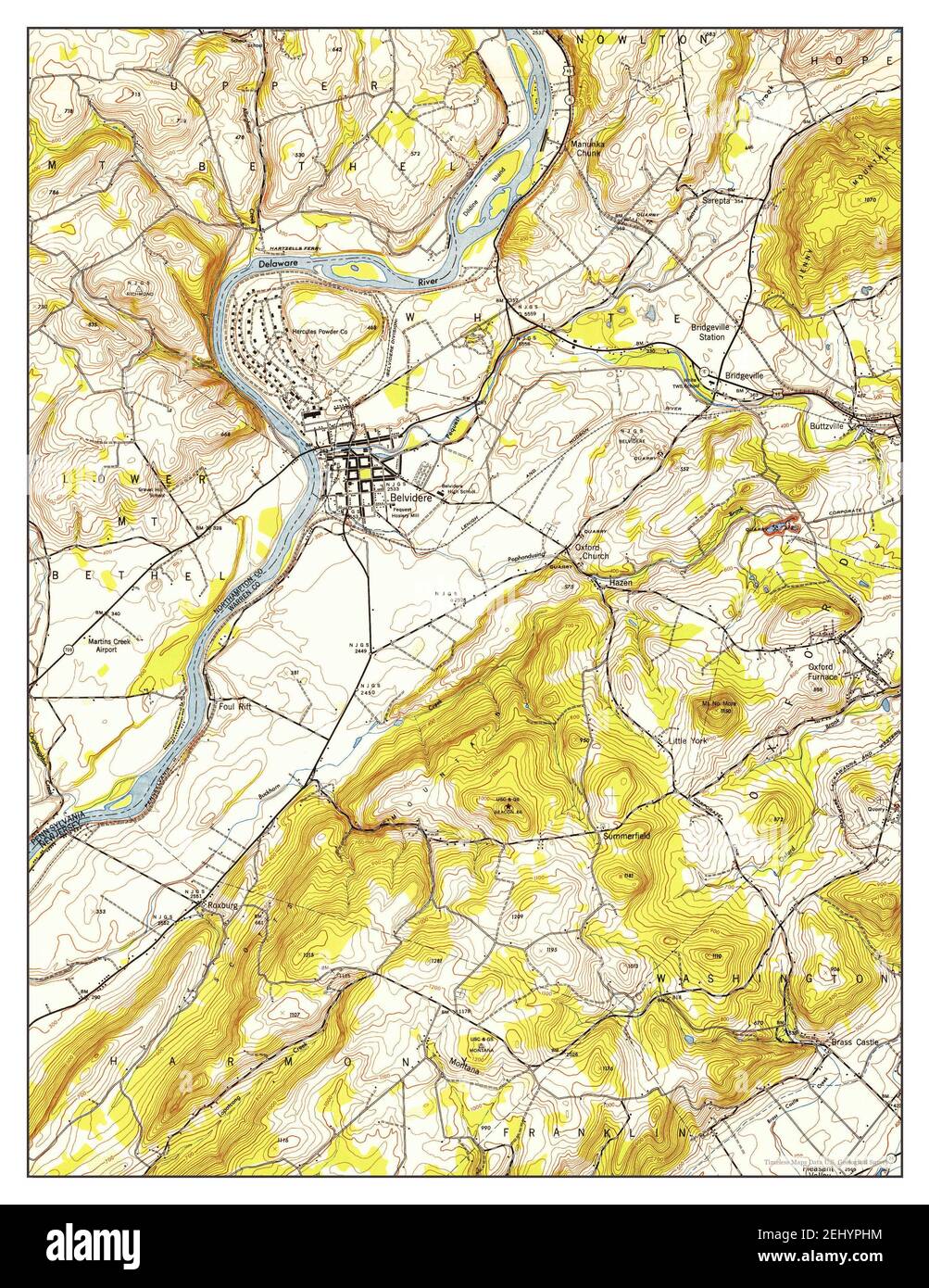 Belvidere, New Jersey, map 1953, 124000, United States of America by