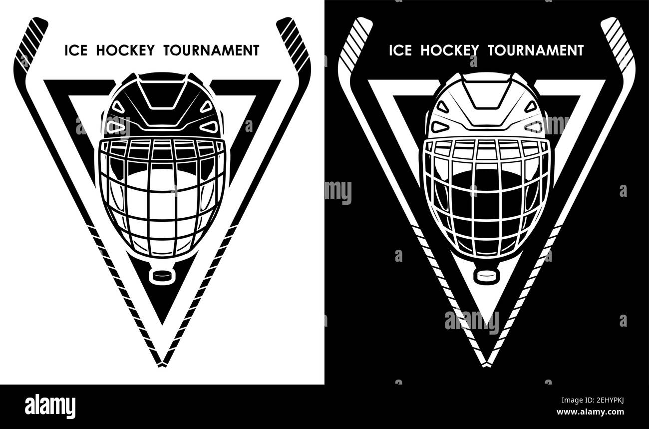 Hockey goalie mask sticks and puck, Stock vector