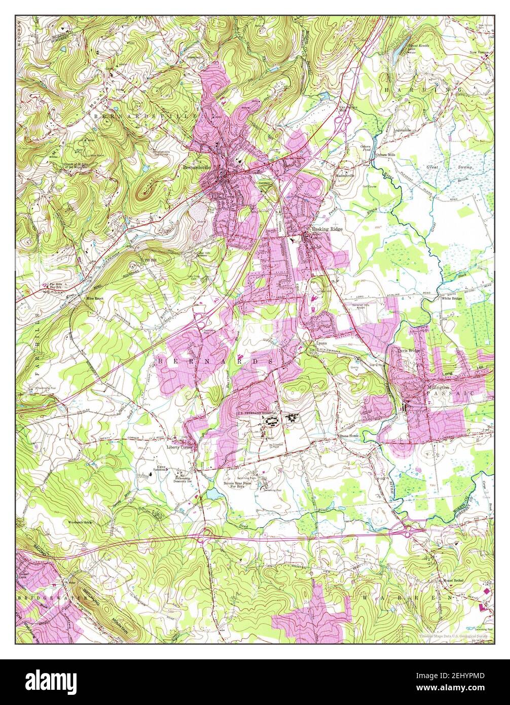 Bernardsville, New Jersey, map 1954, 124000, United States of America by Timeless Maps, data U