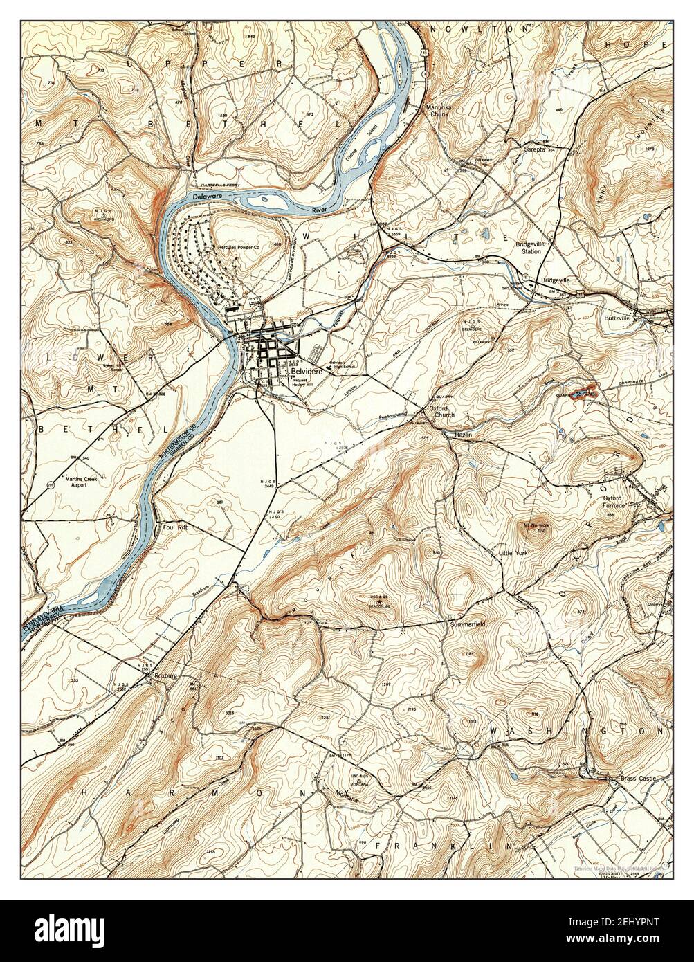 Belvidere, New Jersey, map 1953, 124000, United States of America by