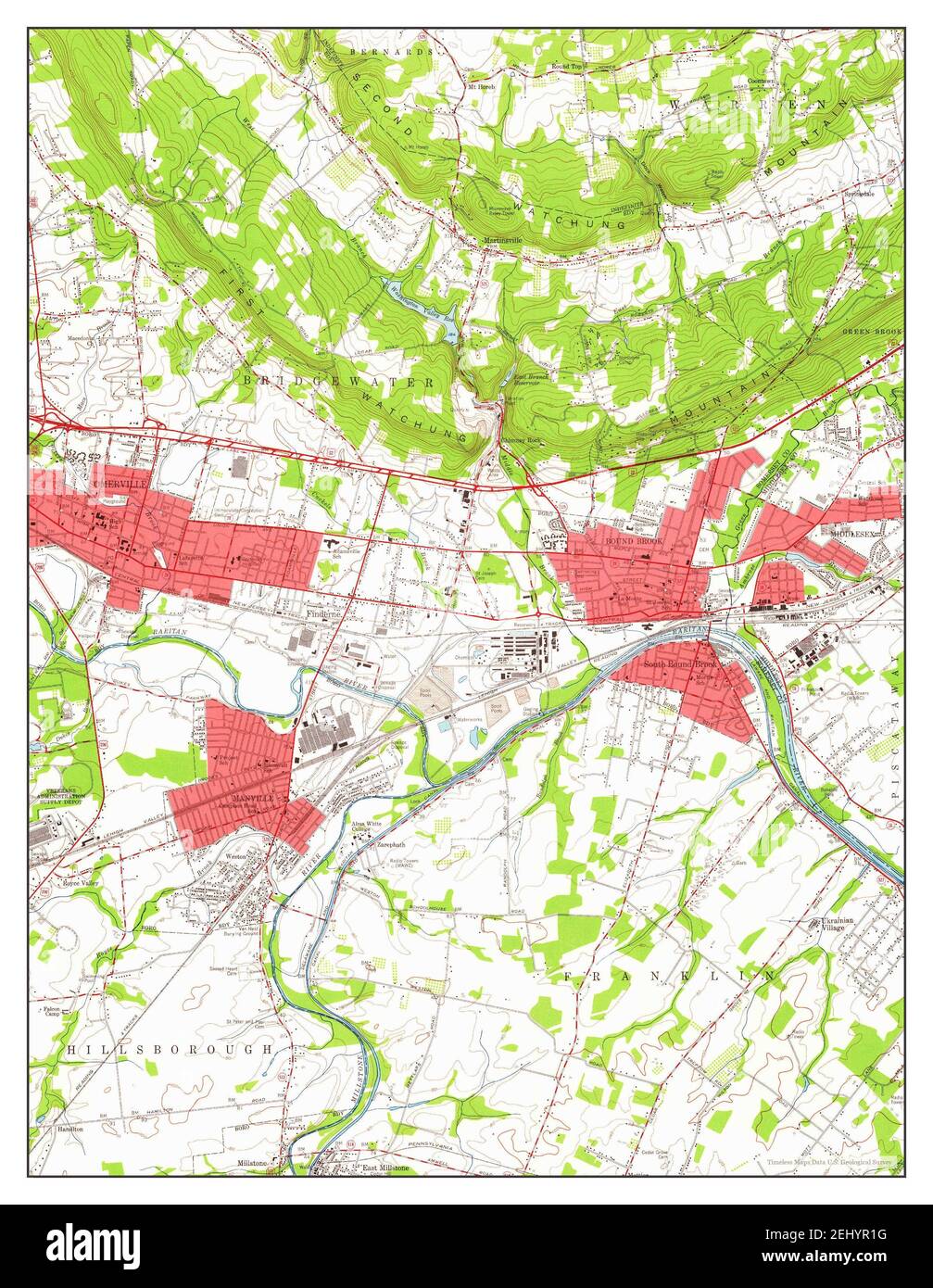 Bound Brook, New Jersey, map 1955, 124000, United States of America by