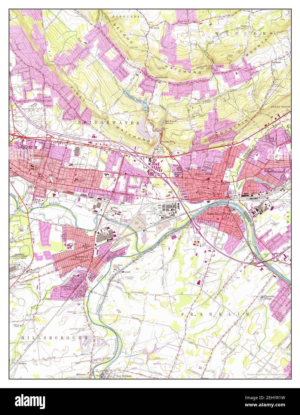 Bound Brook, New Jersey, map 1955, 124000, United States of America by