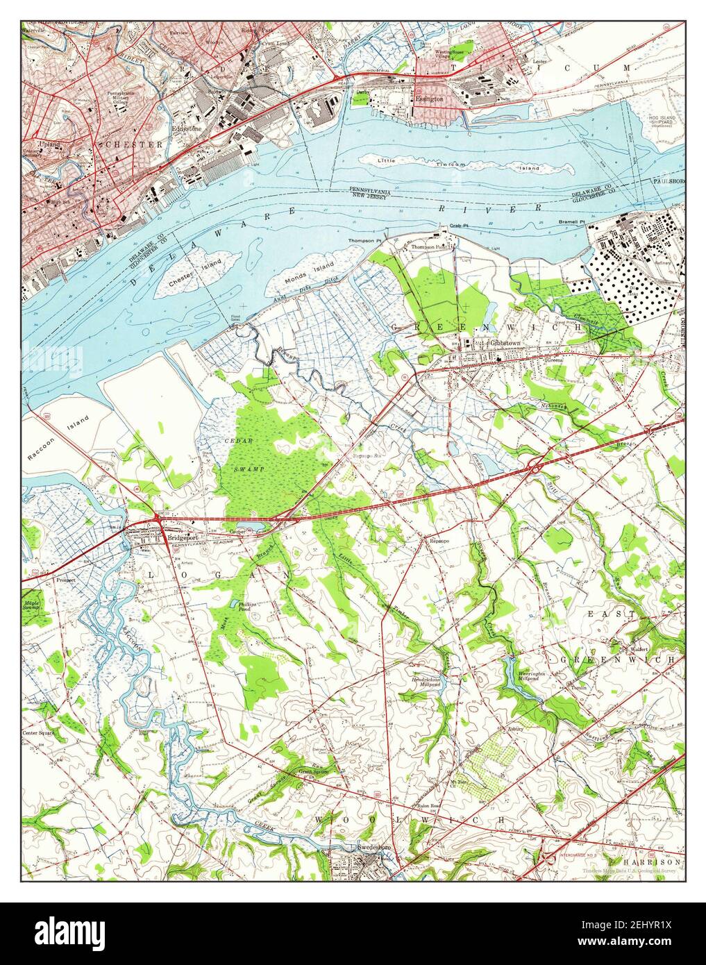 Bridgeport, New Jersey, map 1953, 124000, United States of America by