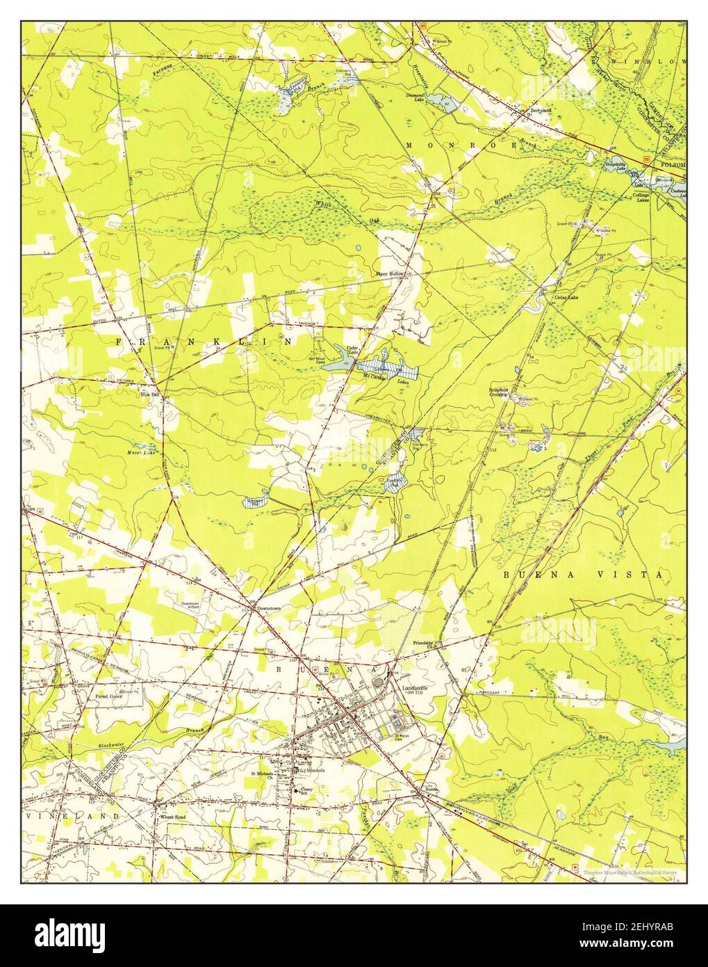 Buena, New Jersey, map 1953, 124000, United States of America by