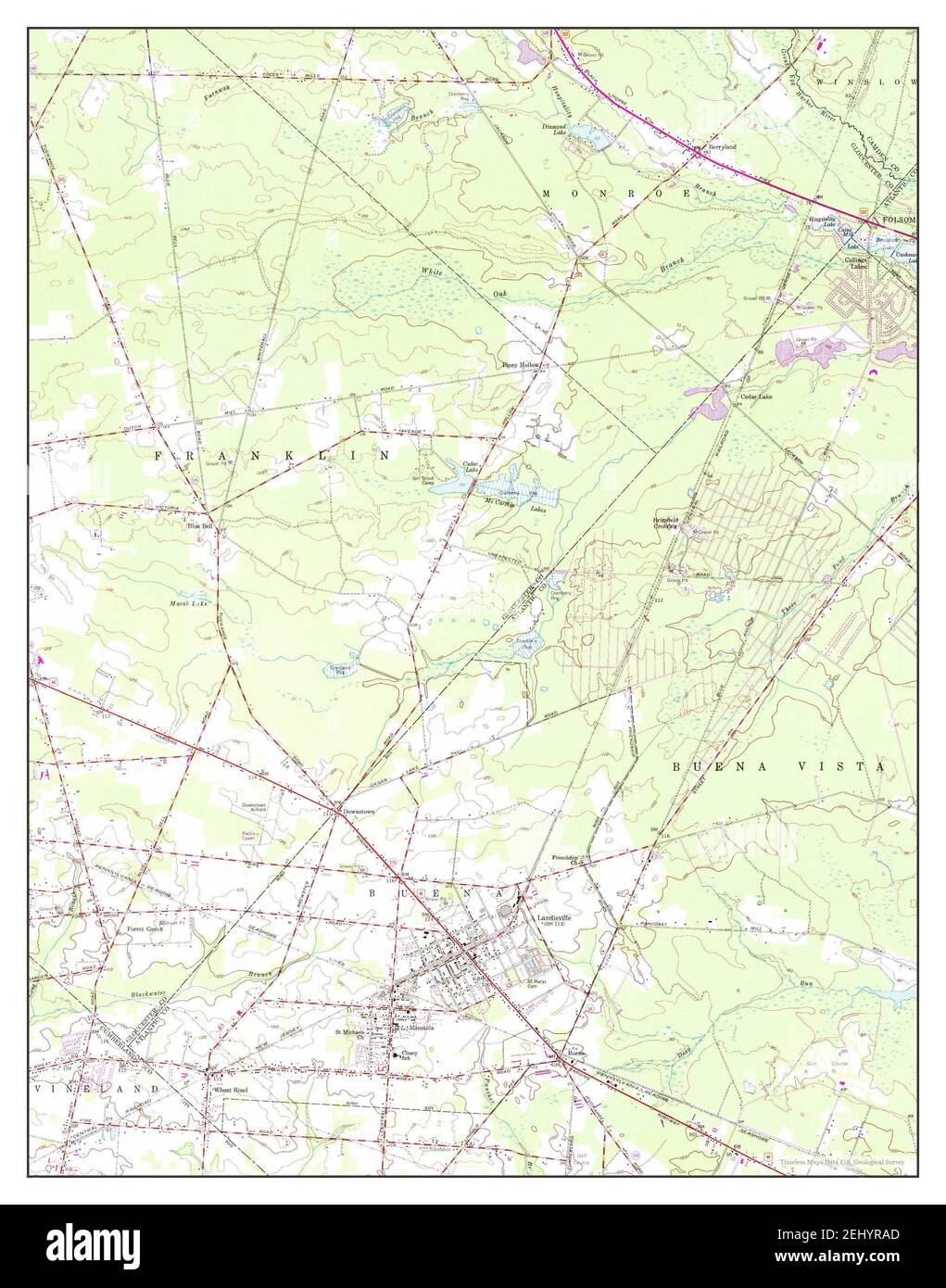 Buena, New Jersey, map 1953, 124000, United States of America by