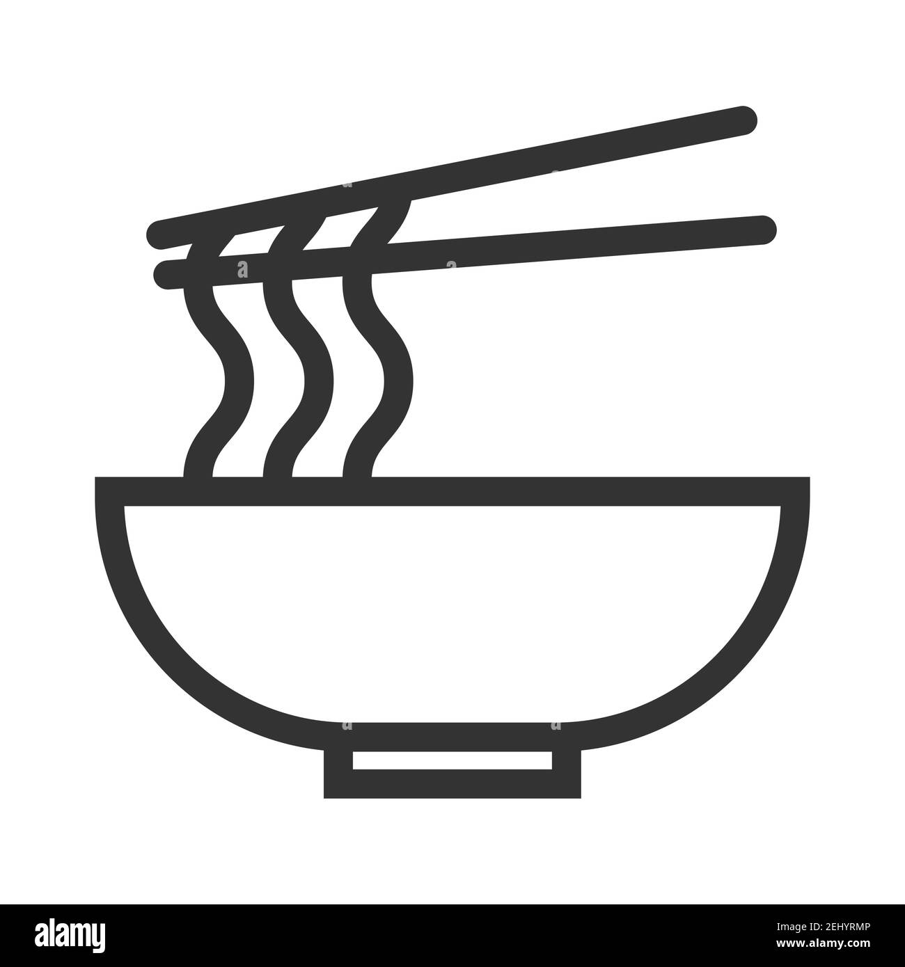 Asian food in plate with chopsticks: noodles, spices. Simple food icon in trendy line style isolated on white background for web apps and mobile conce Stock Vector