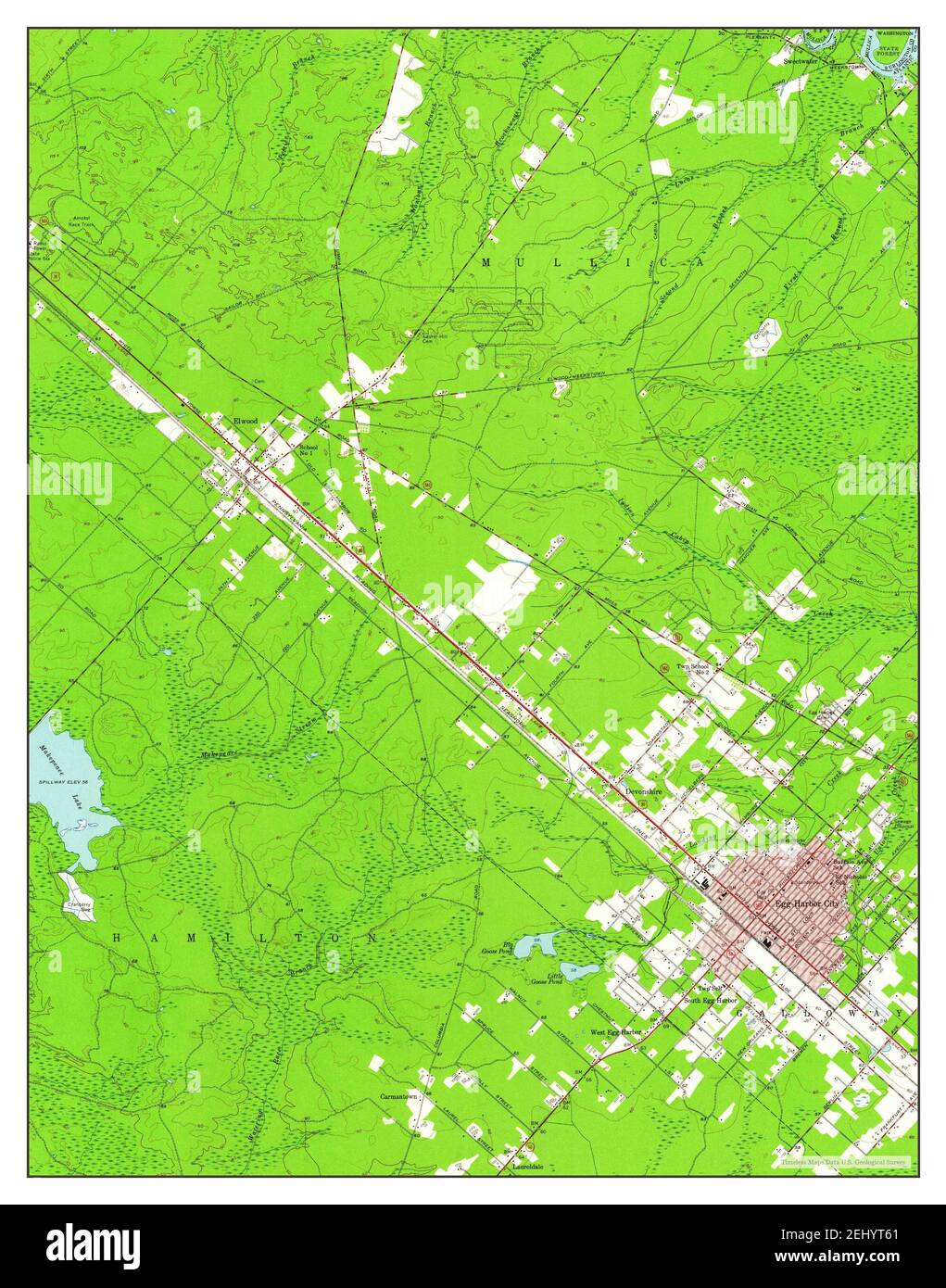 Egg Harbor City, New Jersey, map 1956, 1:24000, United States of America by Timeless Maps, data U.S. Geological Survey Stock Photo