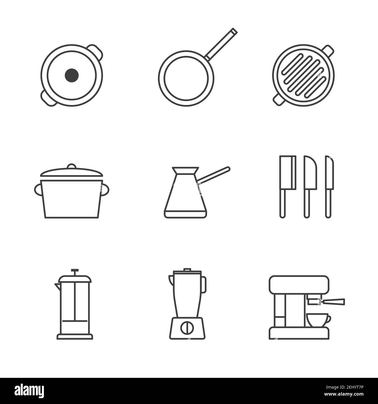 Set of Simple restaurant utensils, utensils for food preparation icon ...