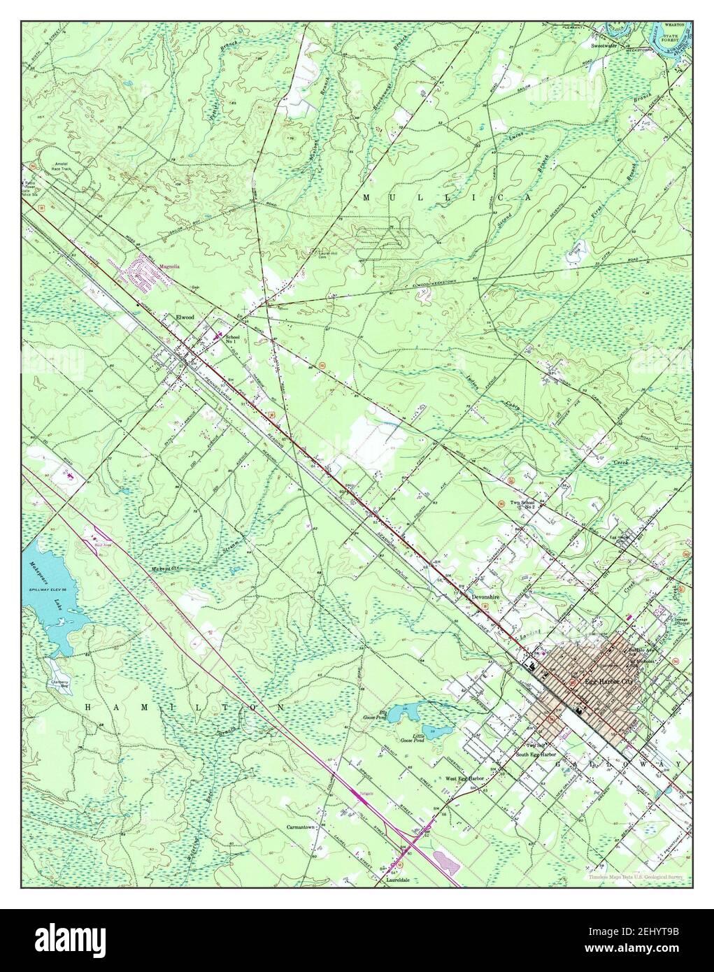 Egg Harbor City, New Jersey, map 1956, 1:24000, United States of America by Timeless Maps, data U.S. Geological Survey Stock Photo