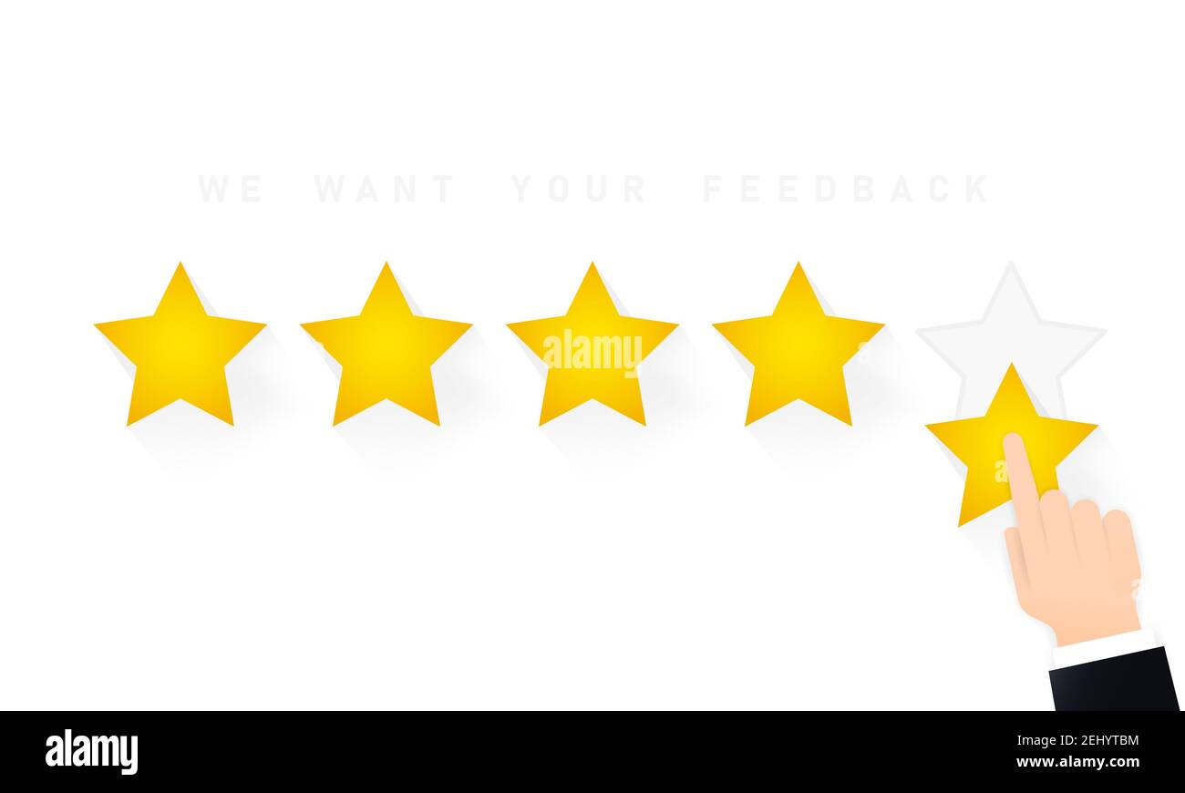 Giving Five Stars Rating Review We Want Your Feedback Illustration Positive Feedback Concept 1065