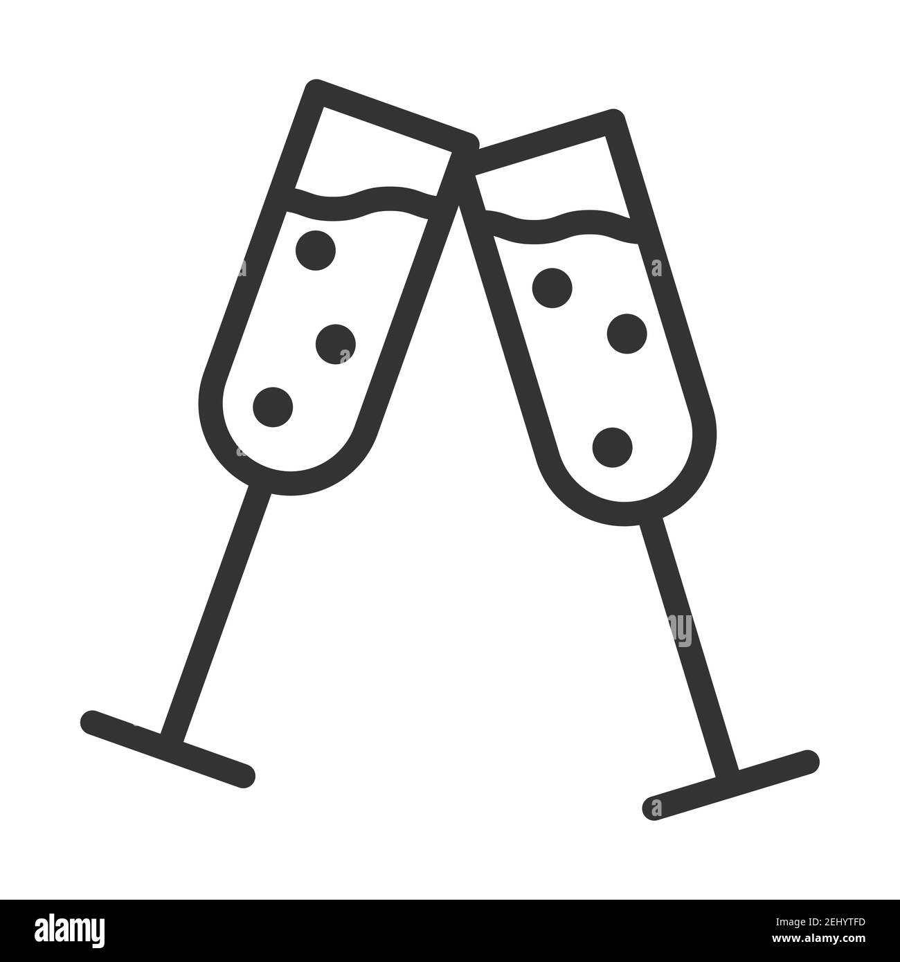 Champagne glass. Simple food icon in trendy line style isolated on white background for web apps and mobile concept. Vector Illustration. EPS10 Stock Vector