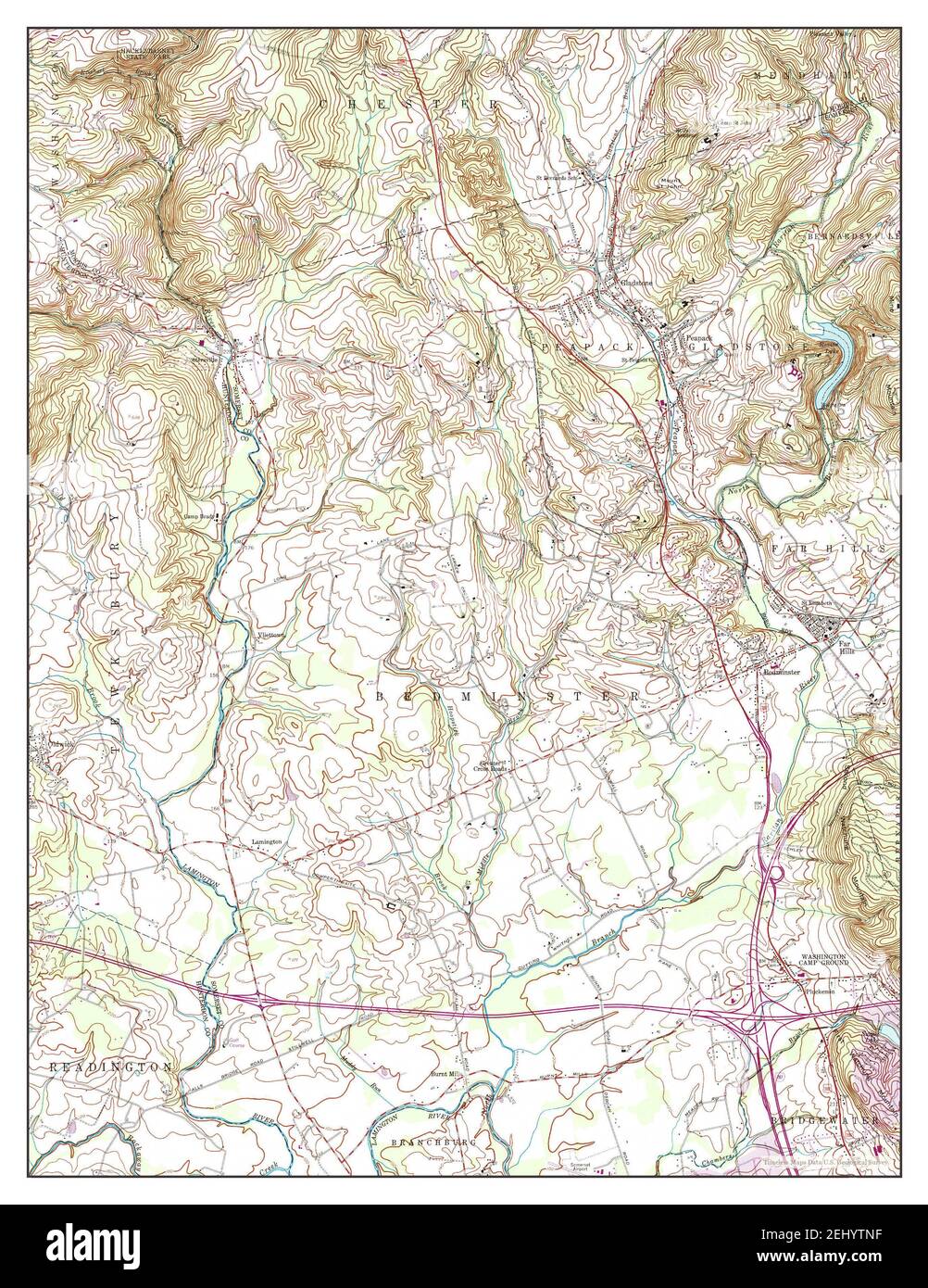 Gladstone, New Jersey, map 1954, 124000, United States of America by