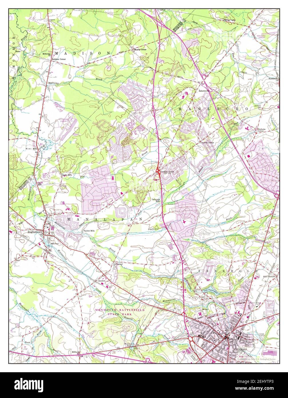 Freehold, New Jersey, map 1953, 1:24000, United States of America by Timeless Maps, data U.S. Geological Survey Stock Photo