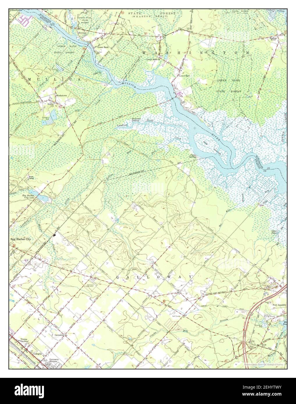 Green Bank, New Jersey, map 1956, 124000, United States of America by