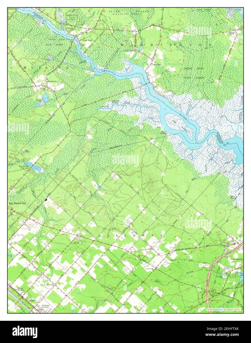 Green Bank, New Jersey, map 1956, 124000, United States of America by