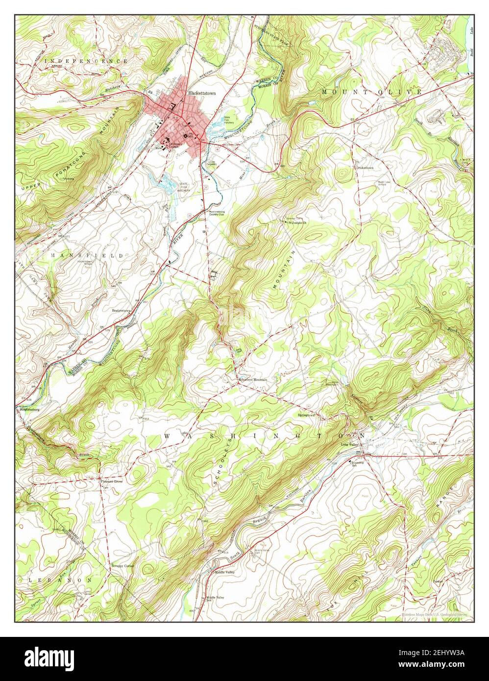 Hackettstown, New Jersey, map 1953, 124000, United States of America