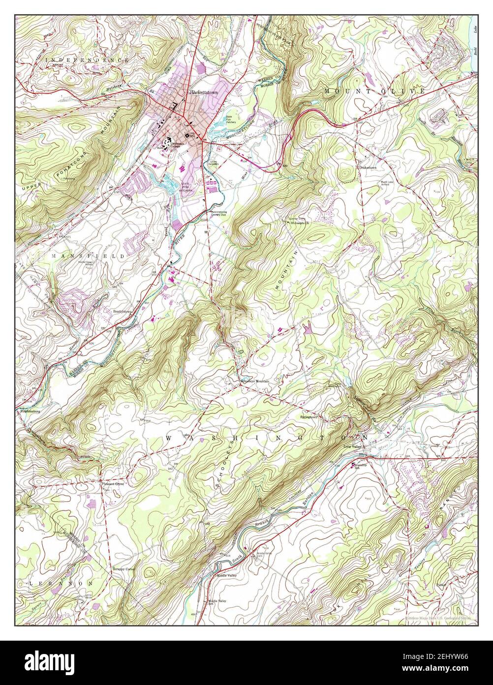 Hackettstown, New Jersey, map 1953, 1:24000, United States of America by Timeless Maps, data U.S. Geological Survey Stock Photo