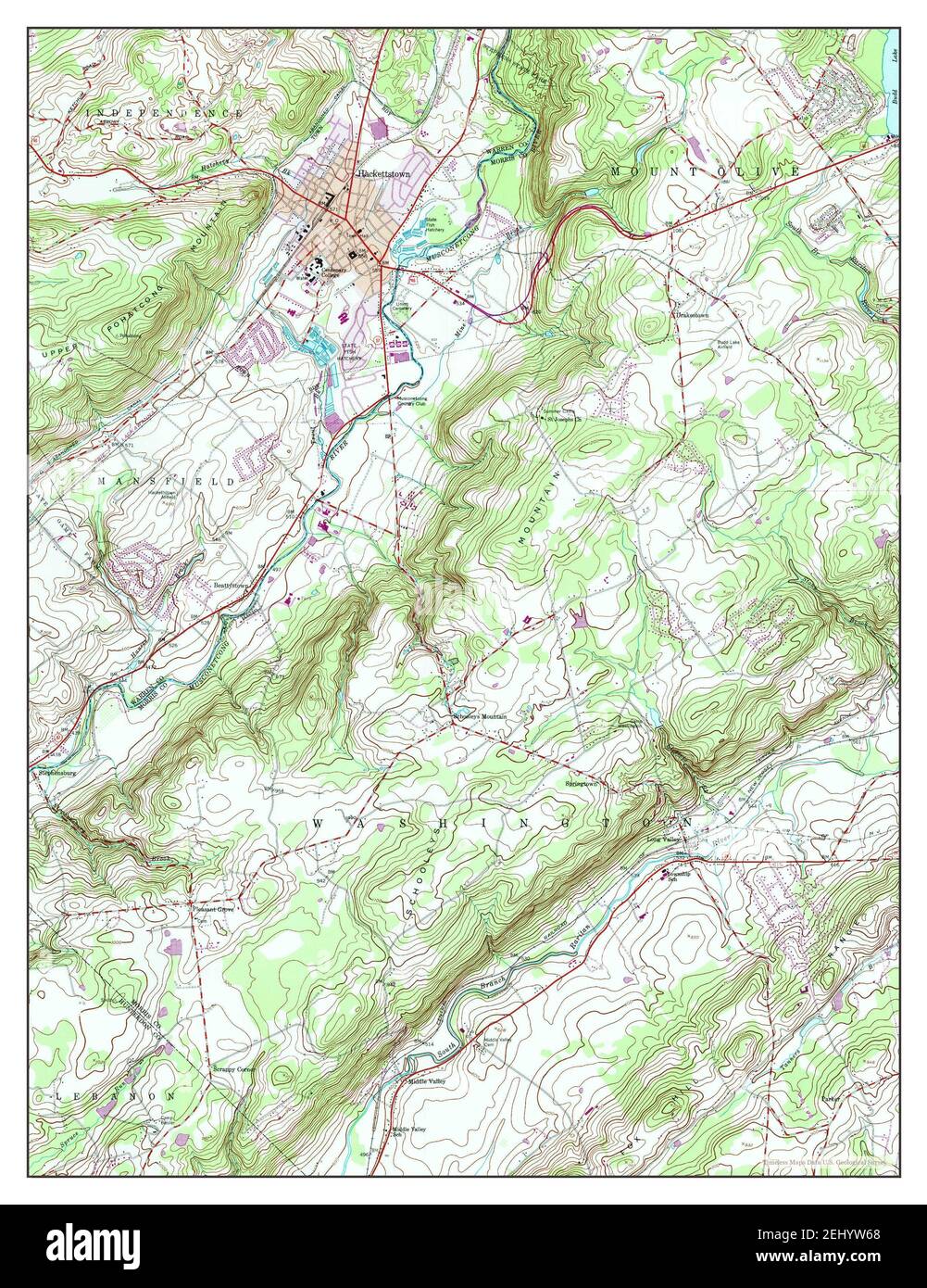 Hackettstown, New Jersey, map 1953, 124000, United States of America