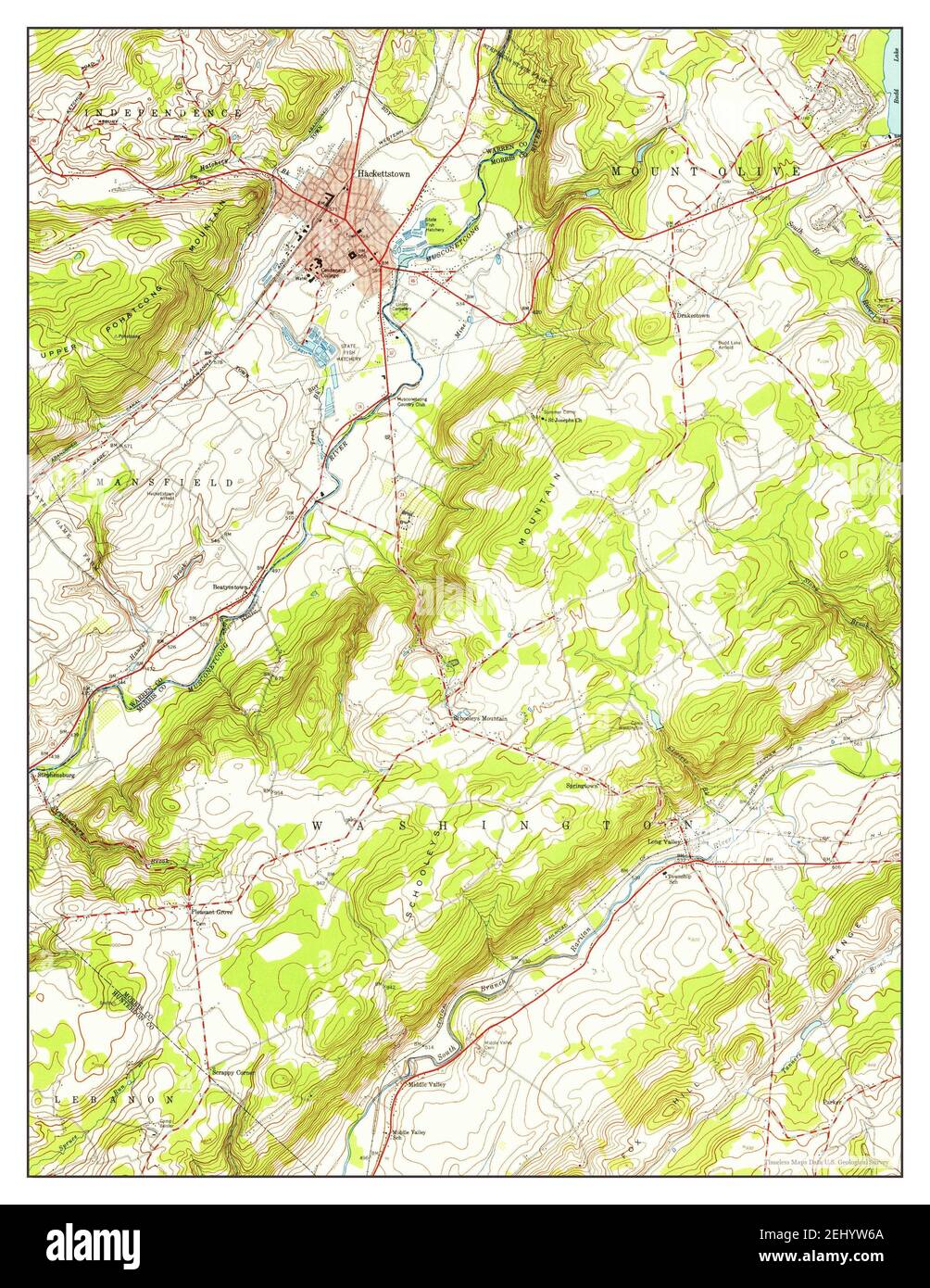 Hackettstown, New Jersey, map 1953, 124000, United States of America