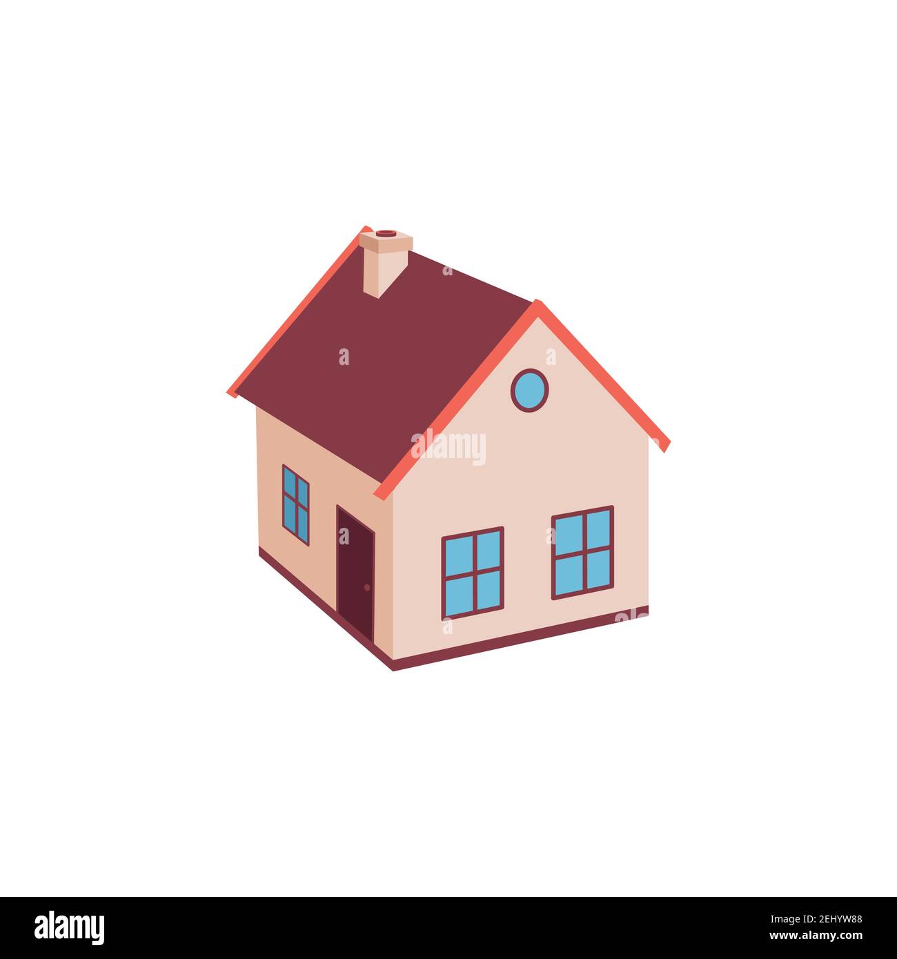 Vector illustration of cool detailed red house icon isolated on white