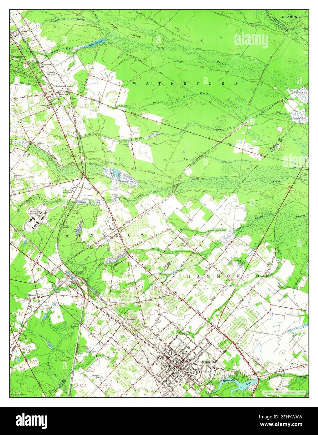 Hammonton, New Jersey, map 1953, 1:24000, United States of America by Timeless Maps, data U.S. Geological Survey Stock Photo