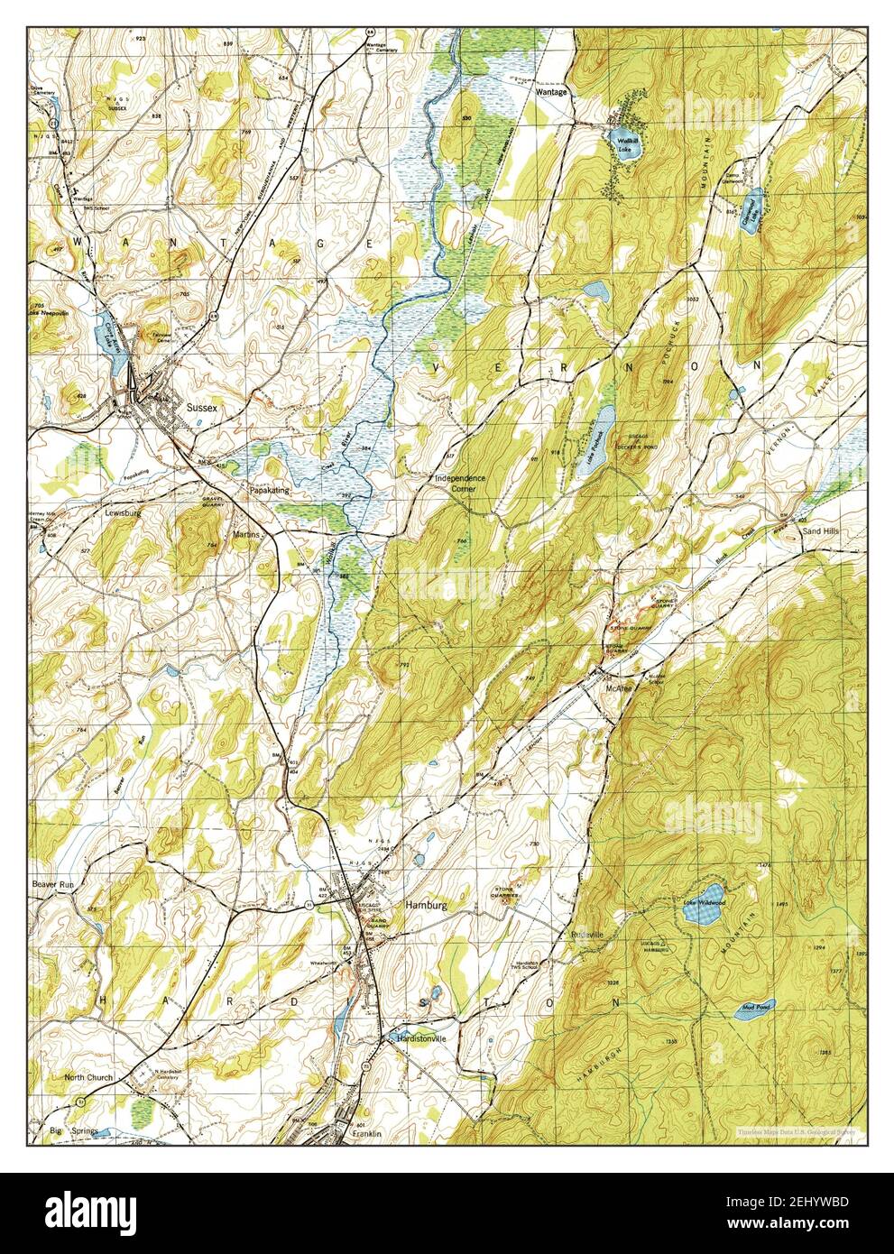 Hamburg, New Jersey, map 1943, 1:31680, United States of America by  Timeless Maps, data U.S. Geological Survey Stock Photo - Alamy