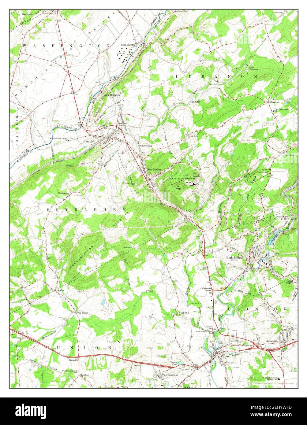 High Bridge, New Jersey, map 1954, 124000, United States of America by