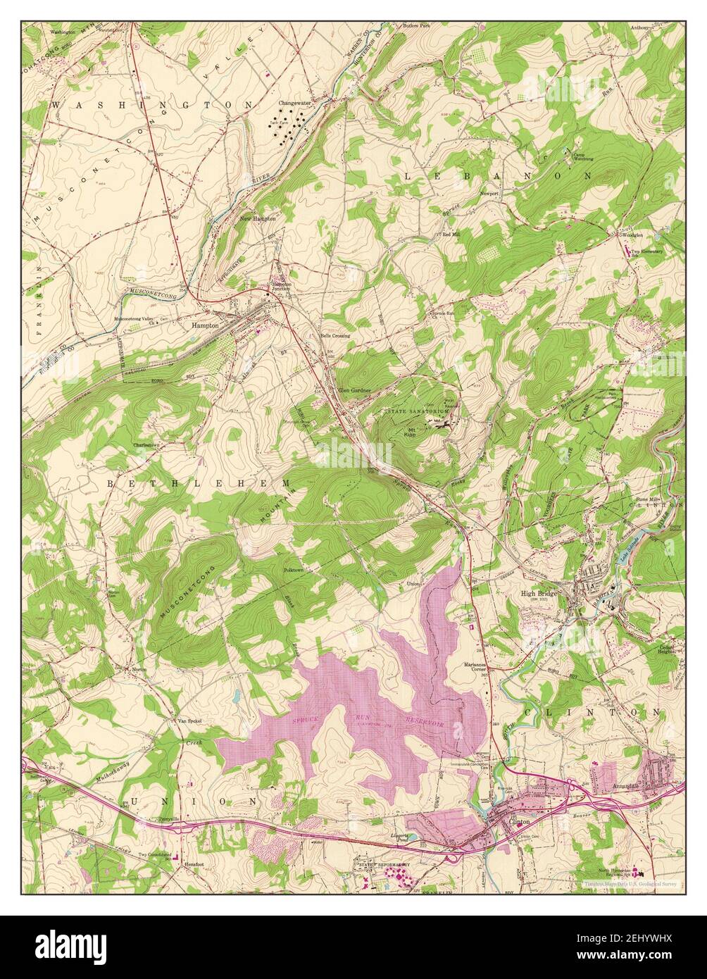 High Bridge, New Jersey, map 1954, 124000, United States of America by