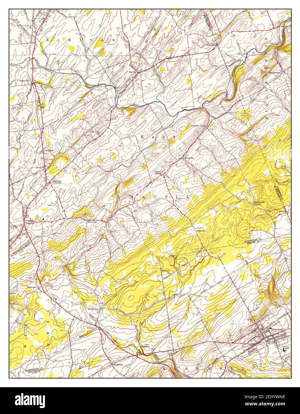 Hopewell, New Jersey, map 1954, 124000, United States of America by