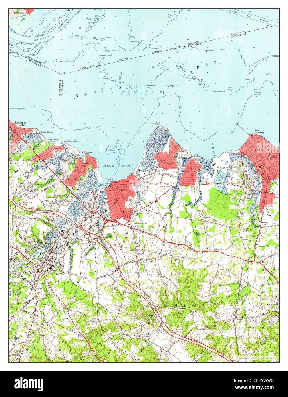 Keyport, New Jersey, map 1954, 124000, United States of America by