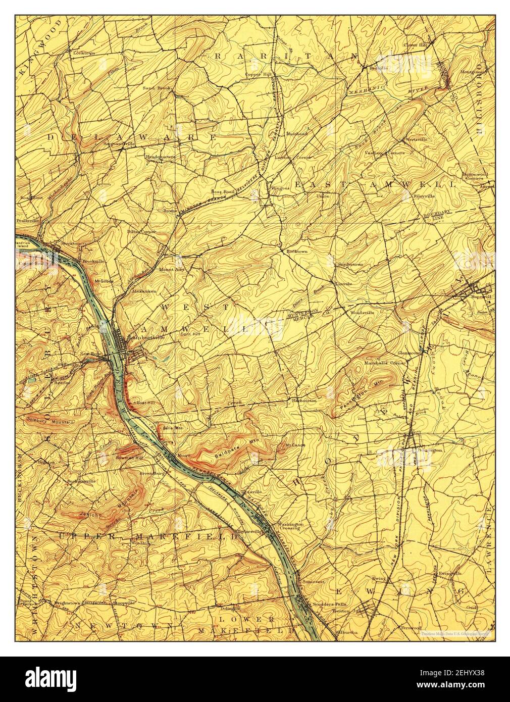 Lambertville, New Jersey, map 1906, 1:62500, United States of America by Timeless Maps, data U.S. Geological Survey Stock Photo