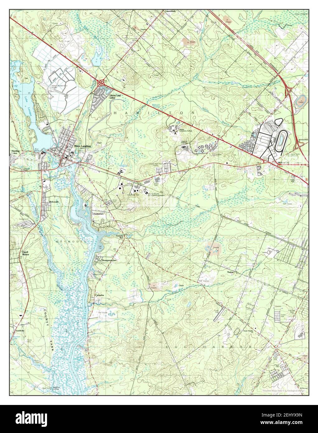 Mays Landing, New Jersey, map 1989, 124000, United States of America by Timeless Maps, data U.S