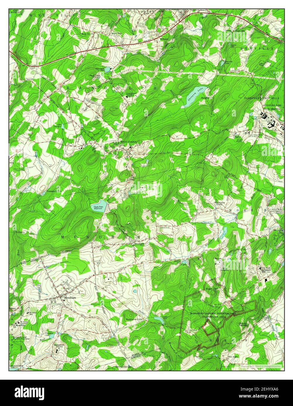 Mendham, New Jersey, map 1954, 124000, United States of America by