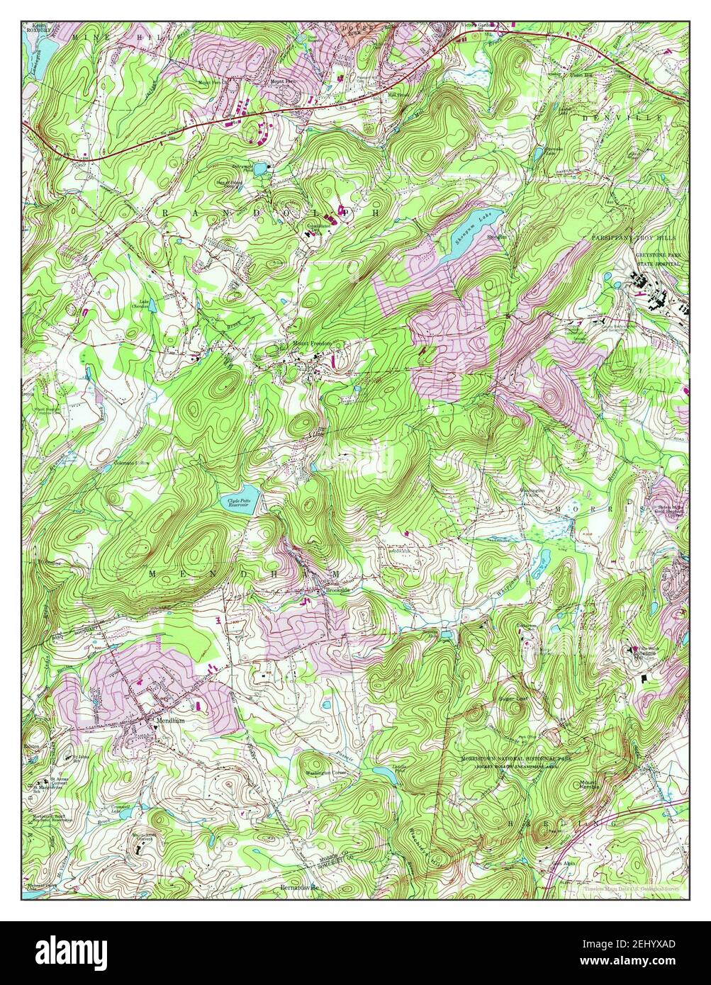 Mendham, New Jersey, map 1954, 124000, United States of America by