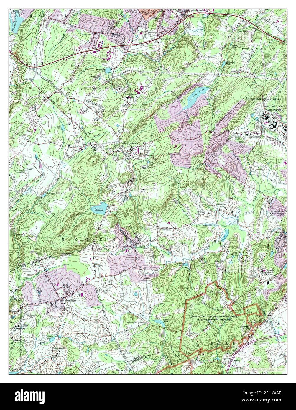 Mendham, New Jersey, map 1954, 124000, United States of America by