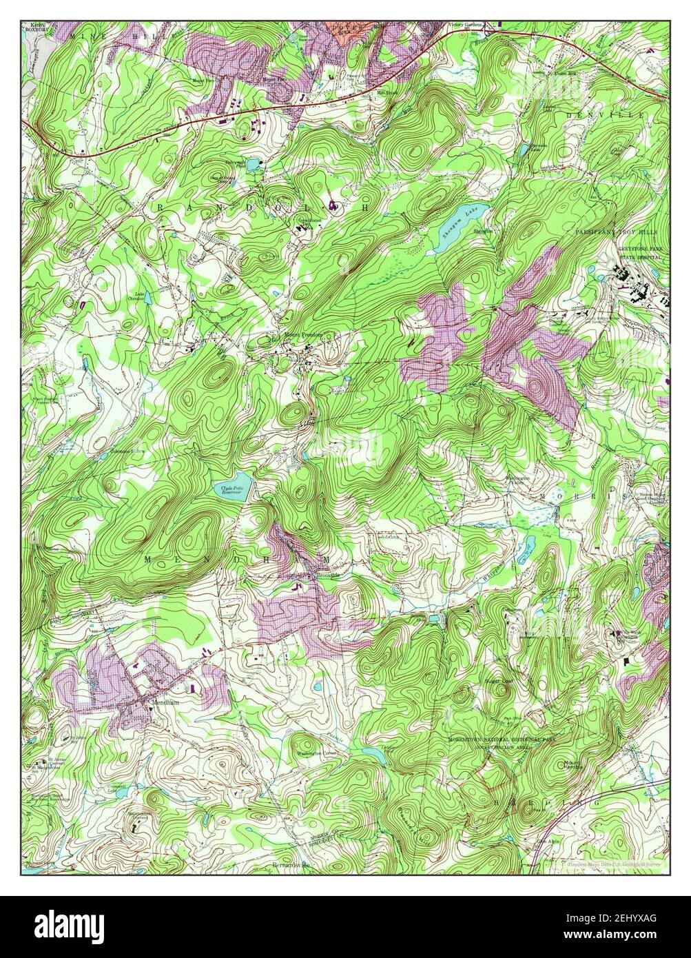 Mendham, New Jersey, map 1954, 124000, United States of America by
