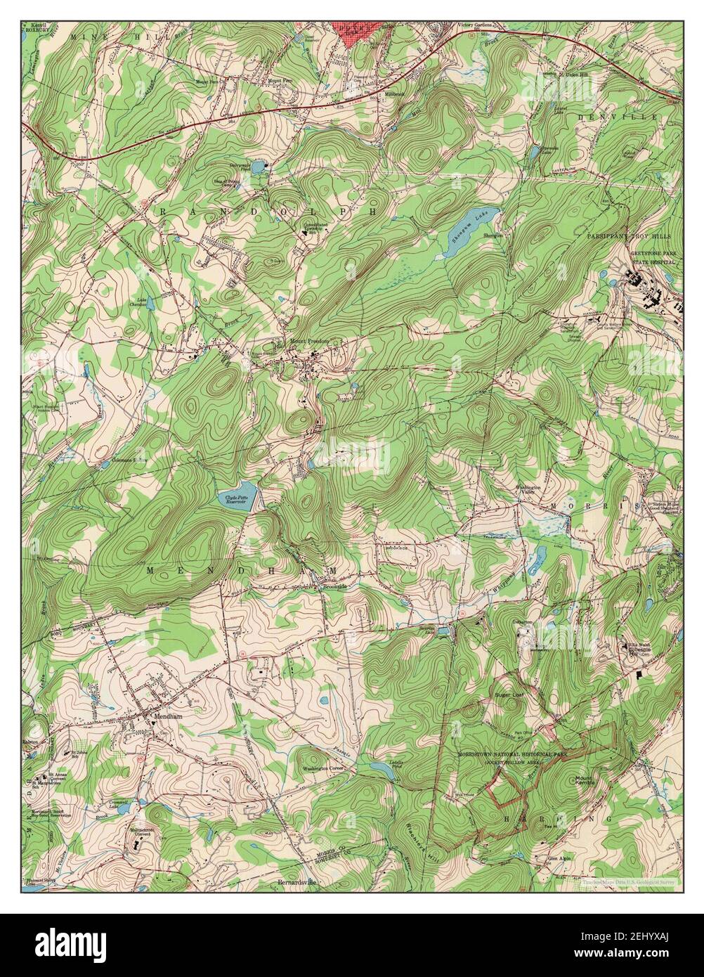 Mendham, New Jersey, map 1954, 124000, United States of America by