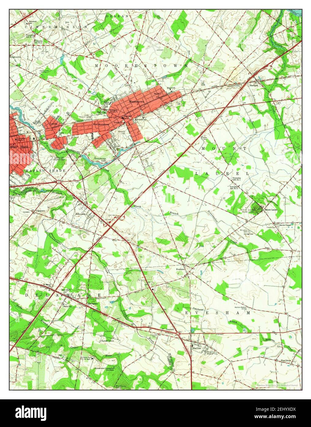 Moorestown, New Jersey, map 1953, 1:24000, United States of America by  Timeless Maps, data U.S. Geological Survey Stock Photo - Alamy