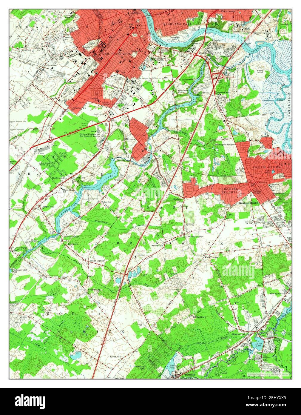 New Brunswick, New Jersey, map 1954, 124000, United States of America