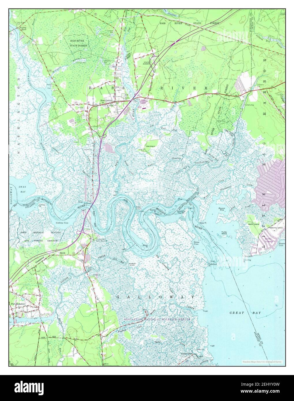 New Gretna, New Jersey, map 1951, 1:24000, United States of America by ...