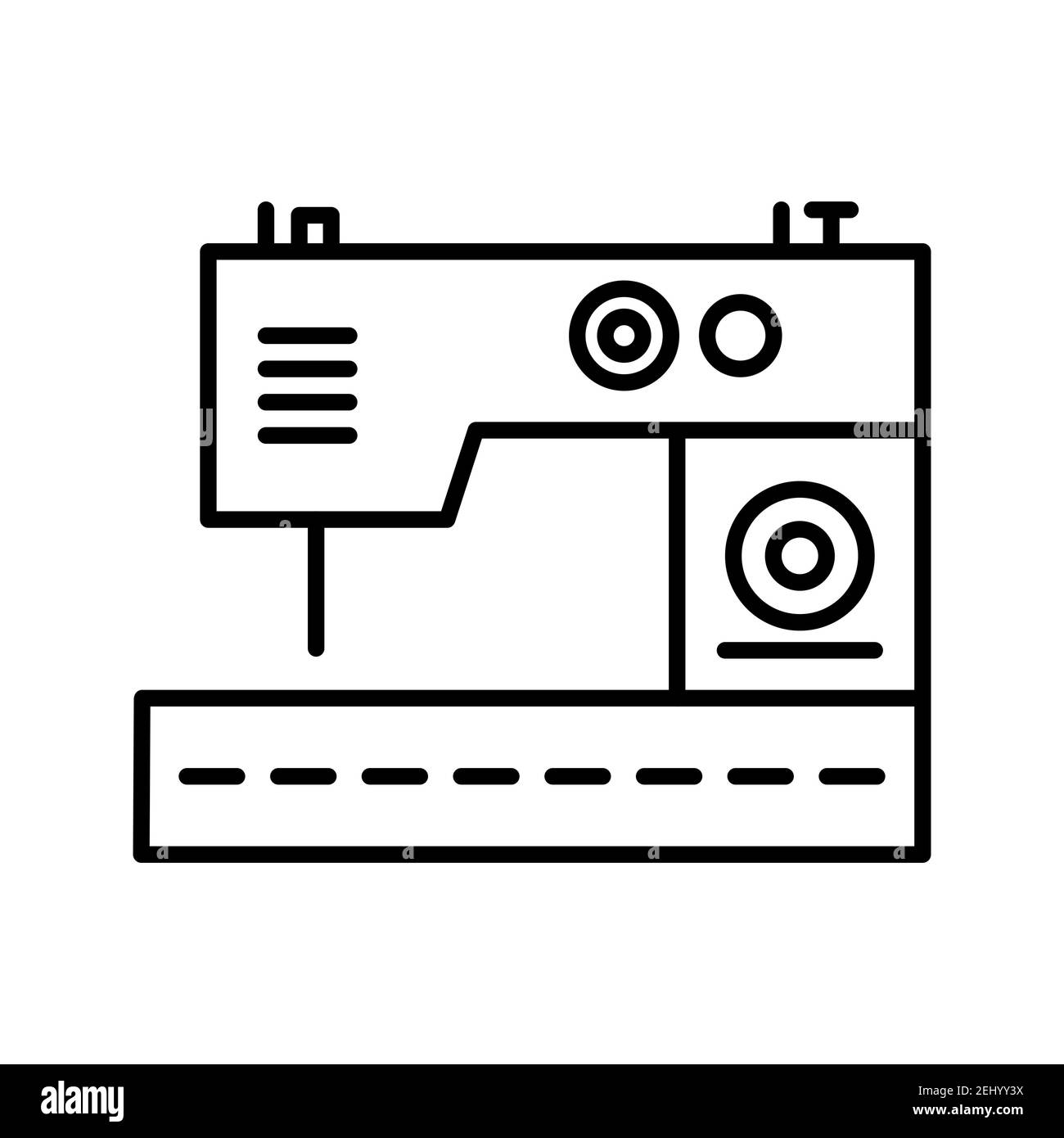 Illustration of sewing machine line vector icon isolated on white ...