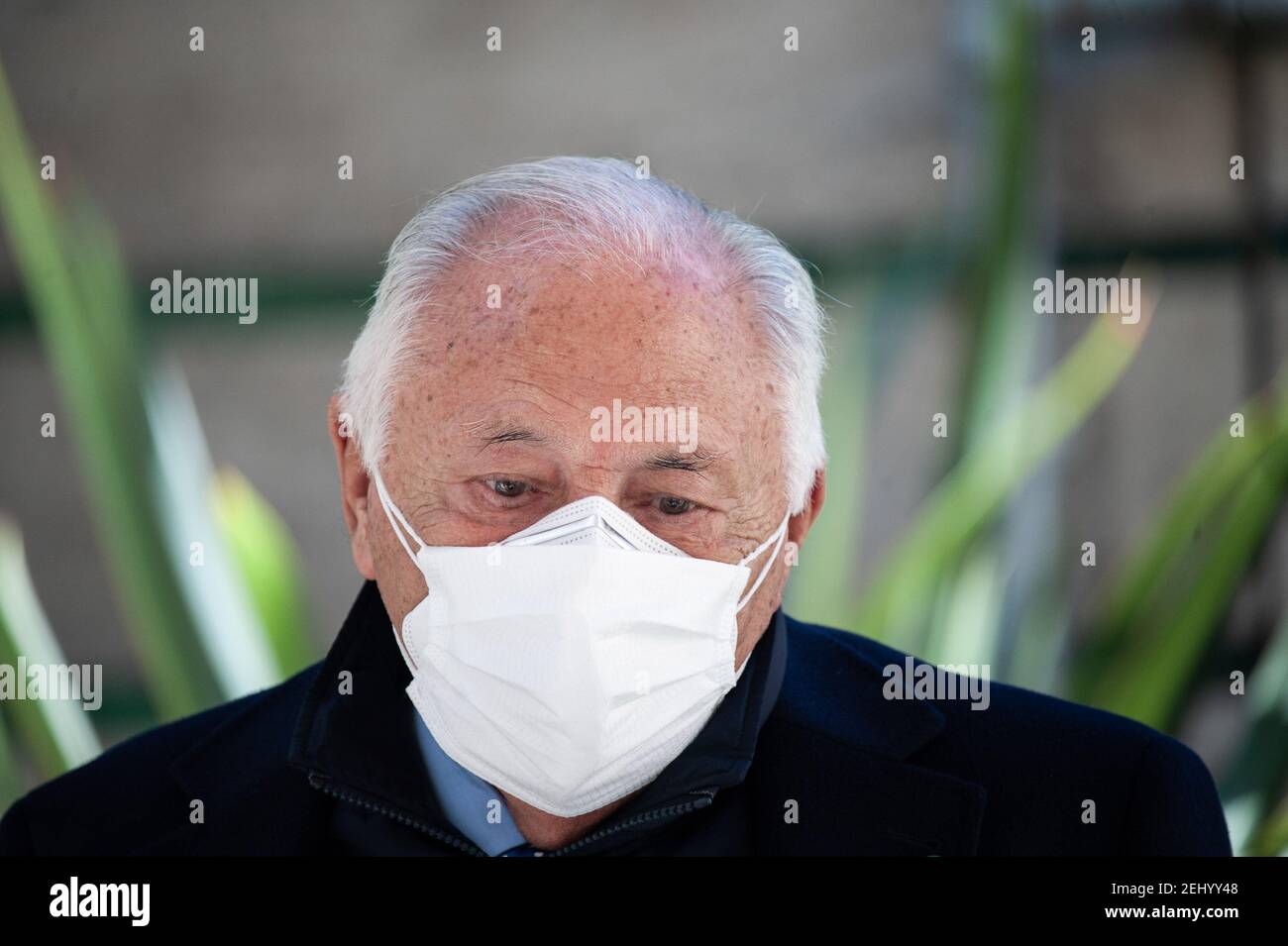 Giulio Rapetti Mogol, President of the The Italian Society of Authors and Publishers (SIAE) speaks to the media during the event.The National Federation of the Orders of Doctors and Dental Surgeons (FNOMCeO) celebrated the National Day of Healthcare Workers, Healthcare Members, Assistance Workers and Volunteers in Rome. The celebration is dedicated to the memory of doctors and dentists who died due to Covid-19 and it was going live at the Civic Hospital in Codogno and Berlin. Several authorities and celebrities like Maria Elisabetta Alberti Casellati, Italian Senate President; Roberto Fico, Pr Stock Photo