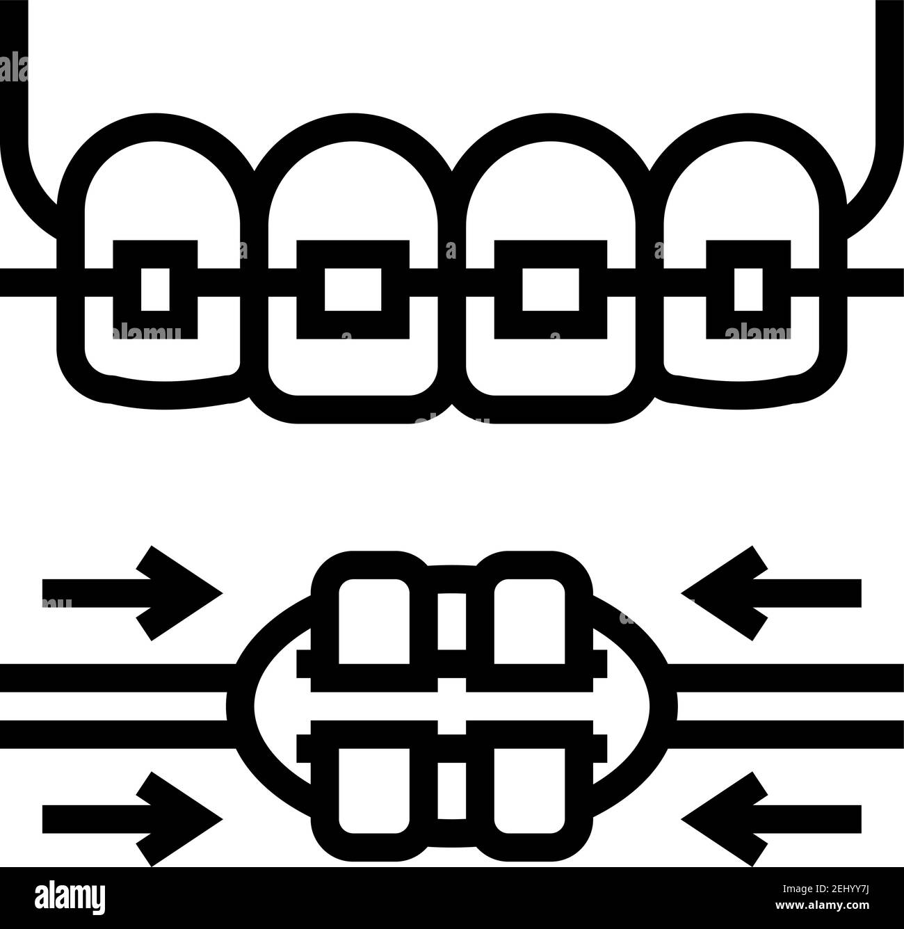 work process tooth braces line icon vector illustration Stock Vector ...