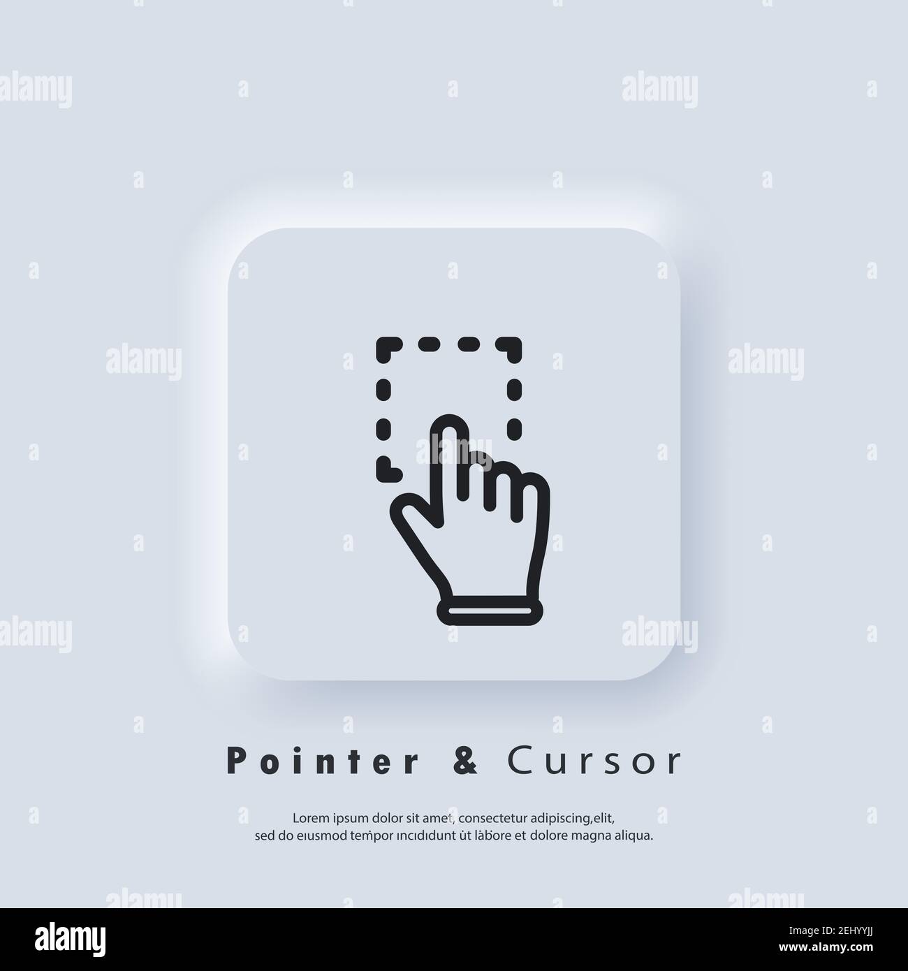 Hand pointer, clicking icon. Clicking finger icon, hand pointer. Vector ...