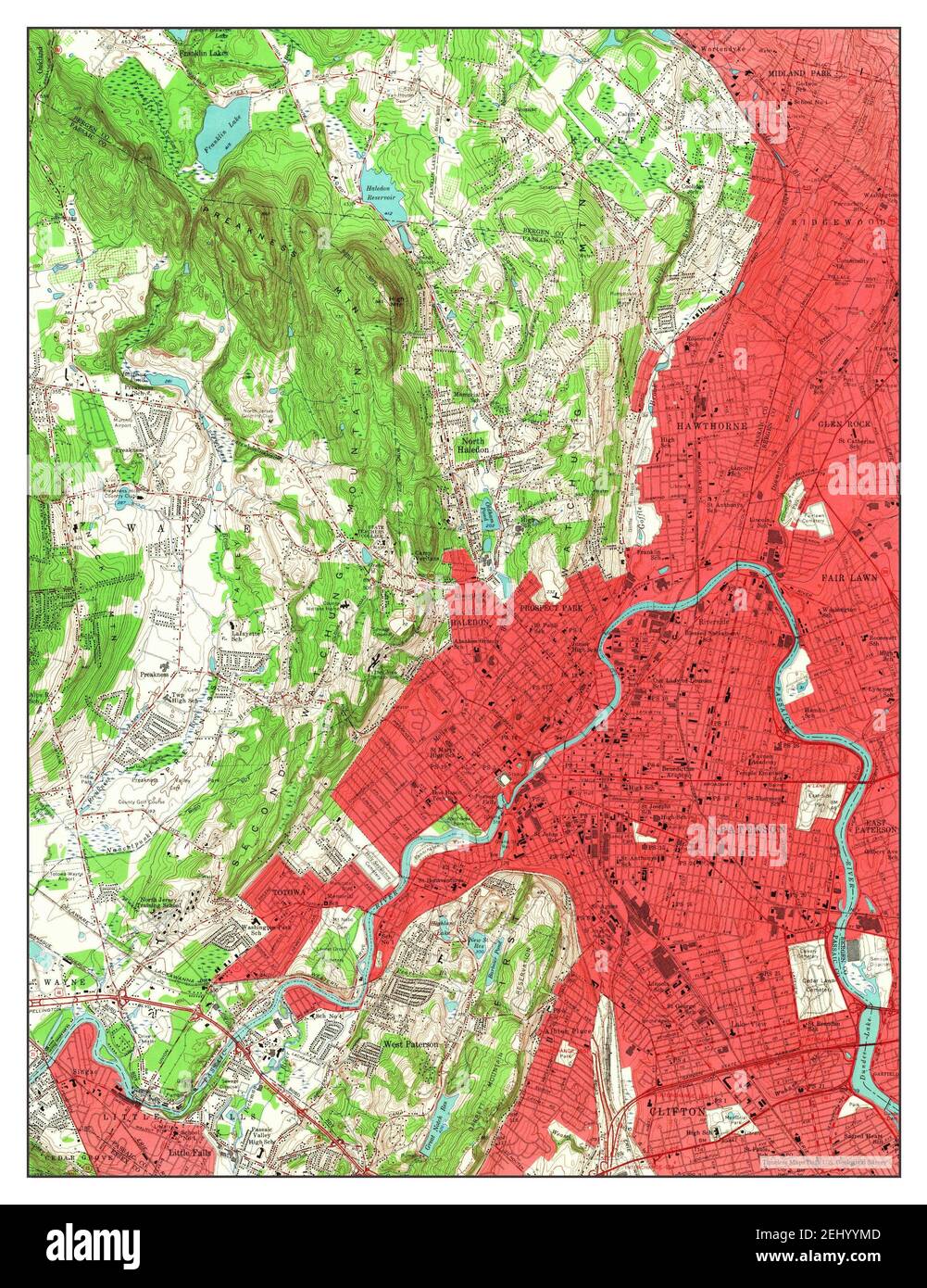 Paterson, New Jersey, map 1955, 124000, United States of America by