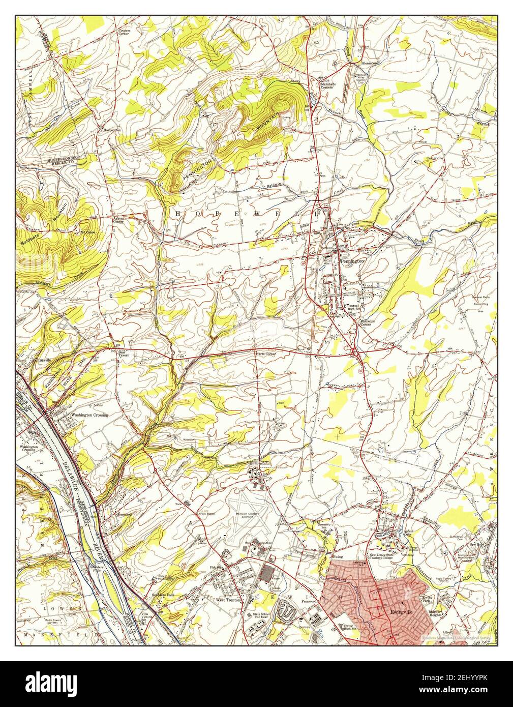 Pennington, New Jersey, map 1954, 124000, United States of America by Timeless Maps, data U.S