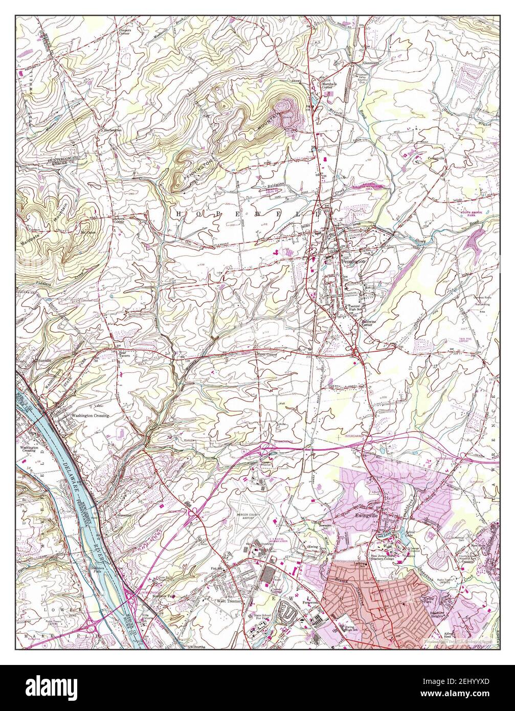 Pennington, New Jersey, map 1954, 124000, United States of America by