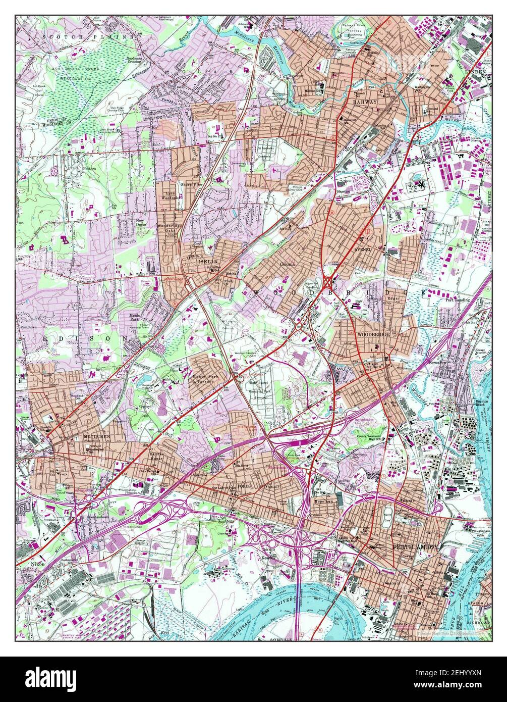 Perth Amboy, New Jersey, map 1956, 124000, United States of America by