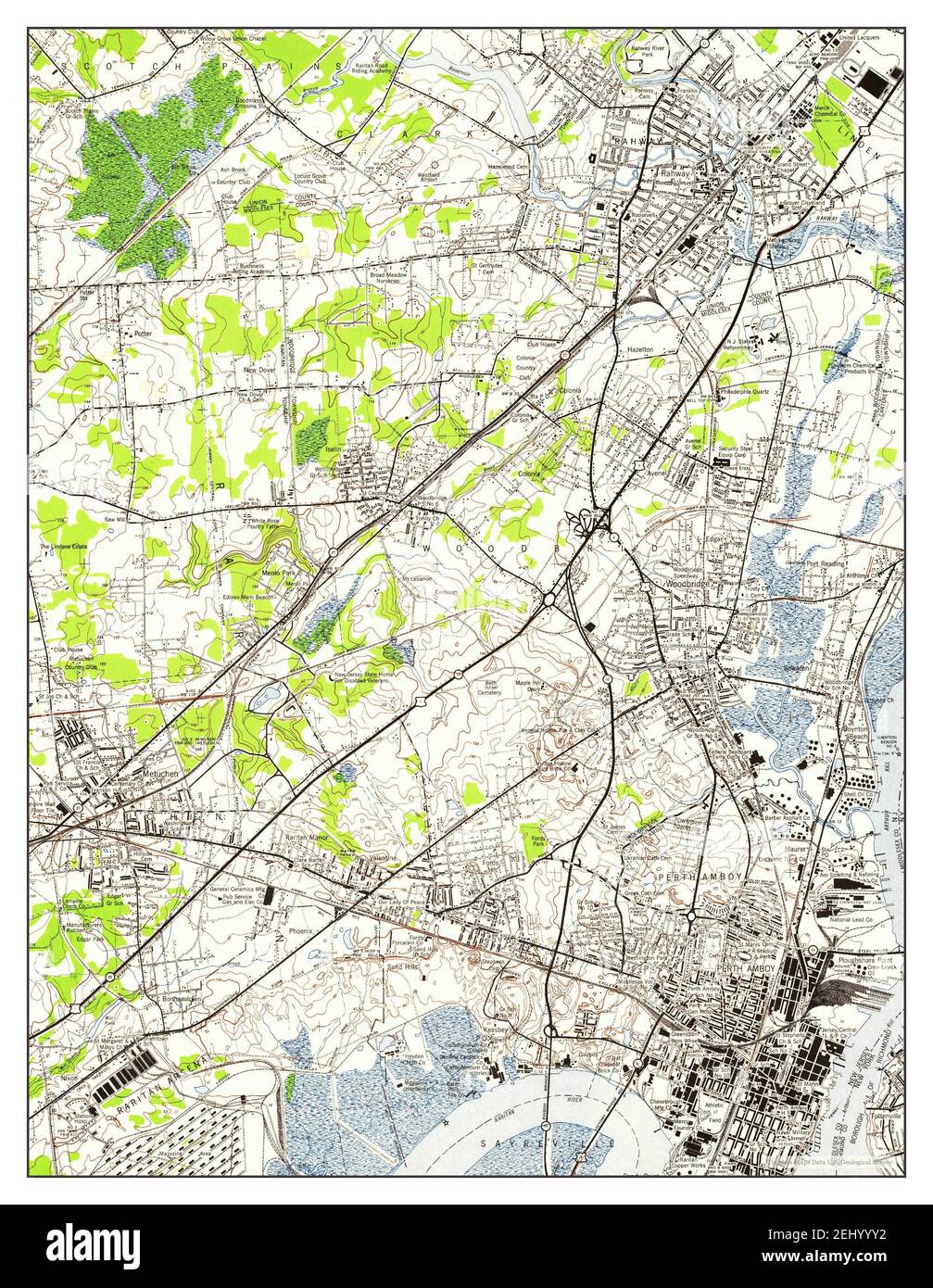 Perth Amboy, New Jersey, map 1947, 124000, United States of America by