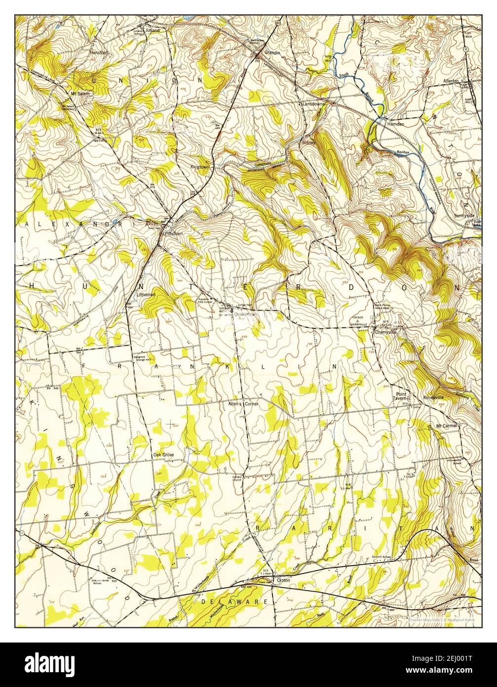 Pittstown, New Jersey, map 1952, 124000, United States of America by